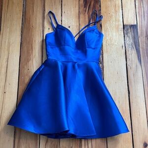 Royal Blue Spaghetti Strap Graduation Dress